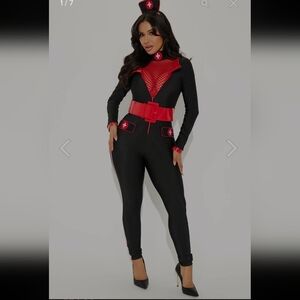 Fashion Nova Black/red Nurse jumpsuit-XL